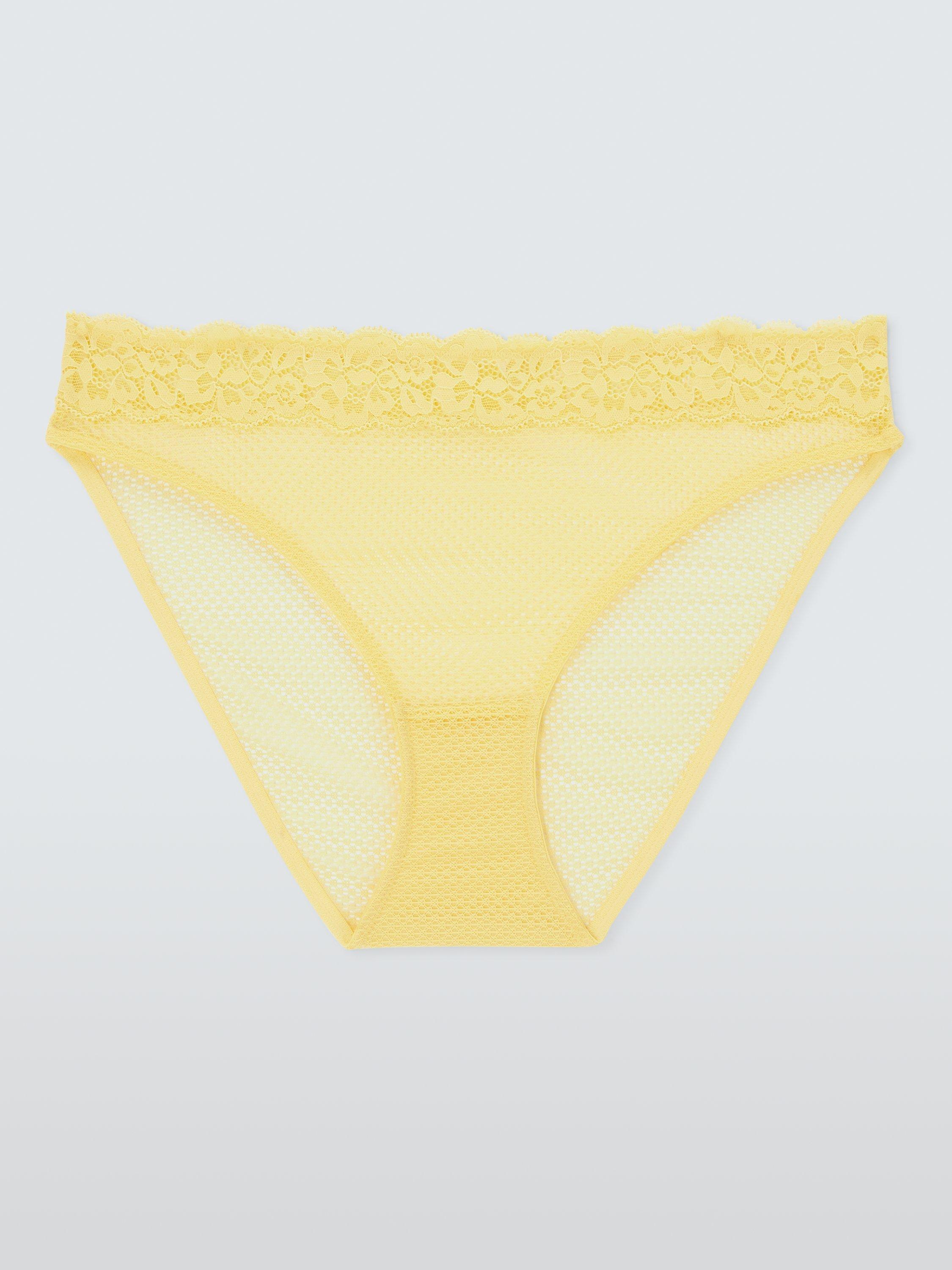 Product image 4 of 8, which shows John Lewis Serephine Lace Bikini Knickers, Yellow, 8