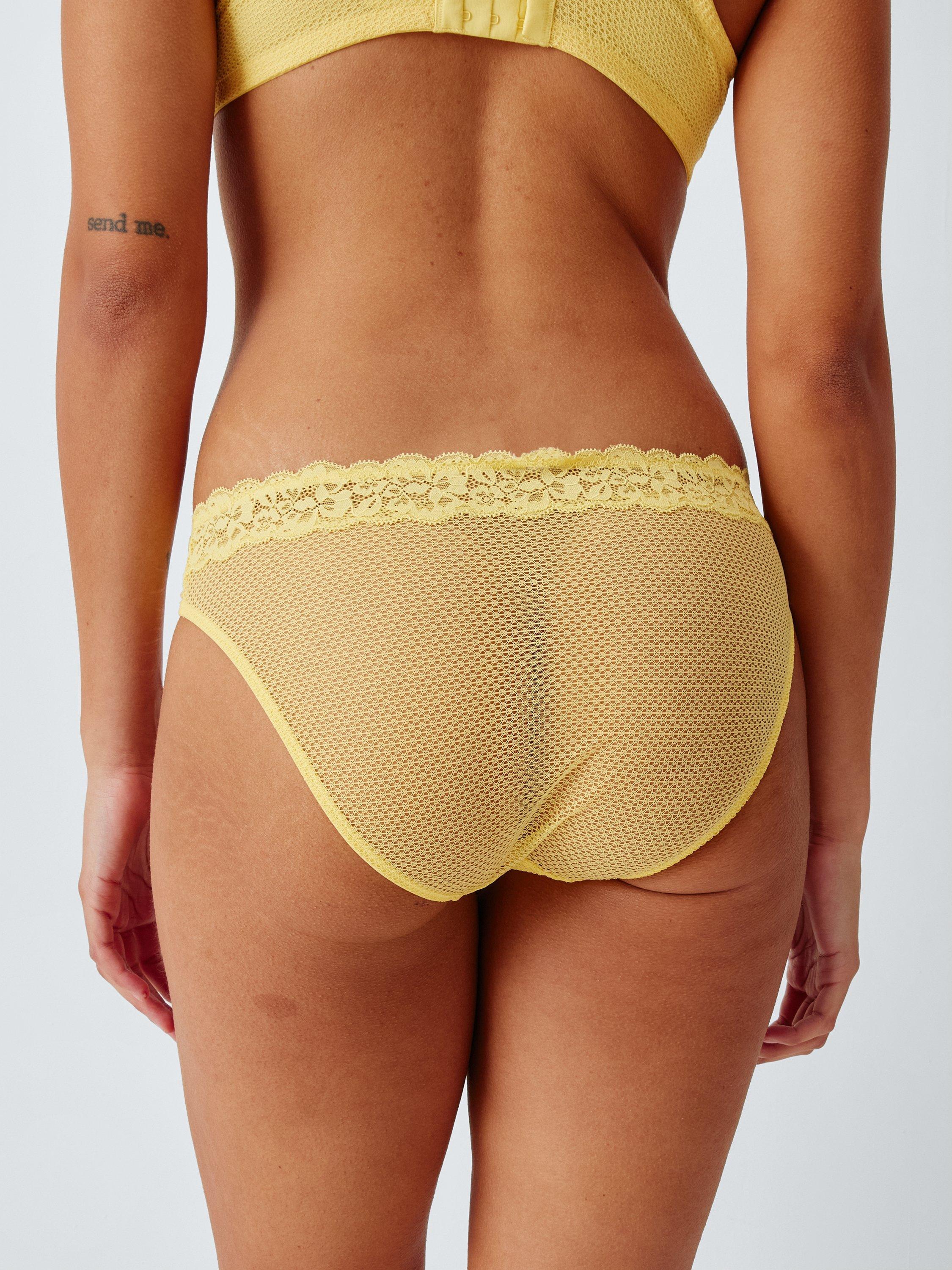 Product image 7 of 8, which shows John Lewis Serephine Lace Bikini Knickers, Yellow, 8
