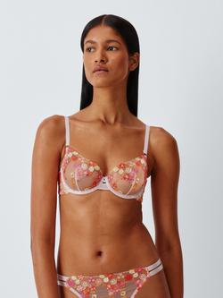 John Lewis Alexis Lemons Embroidered Bra, Pink, Pink