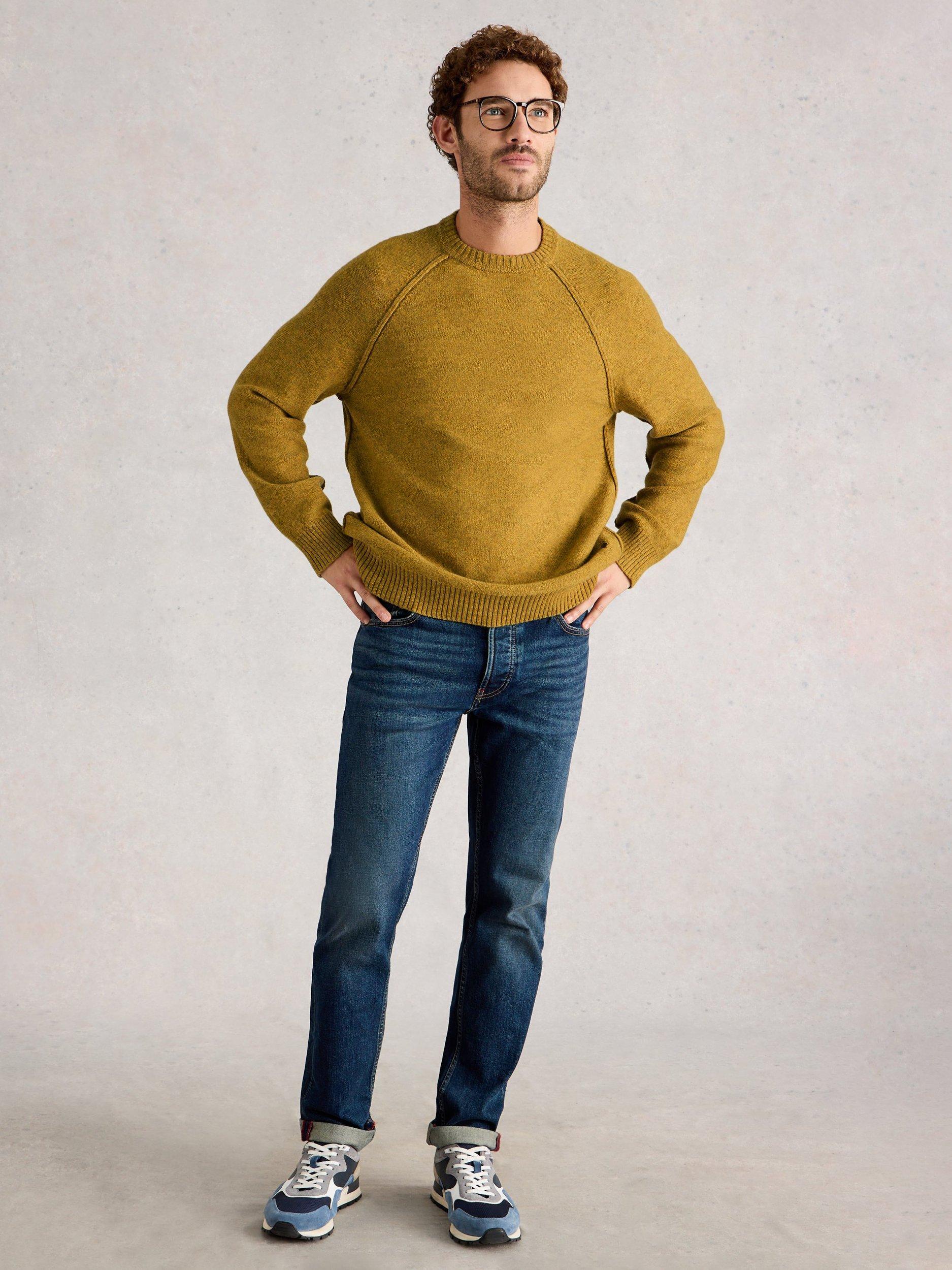 Product image 1 of 6, which shows White Stuff Milton Crew Neck Lambswool Blend Jumper, Mid Yellow, XXL