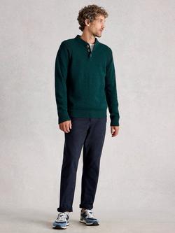 White Stuff Milton Lambswool Knit Henley Top, Dk Green, Dk Green