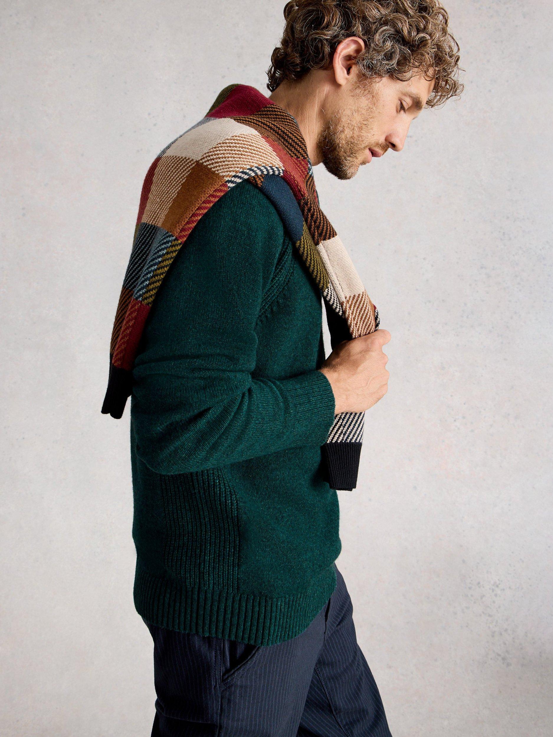 Product image 4 of 6, which shows White Stuff Milton Lambswool Knit Henley Top, Dk Green, S