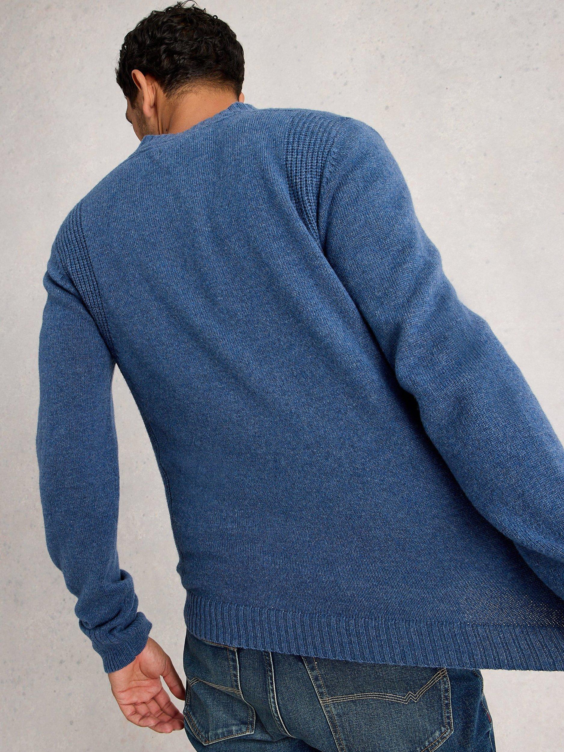 Product image 2 of 6, which shows White Stuff Milton Henley Lambswool Blend Jumper, Mid Blue, L