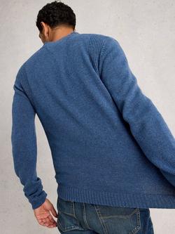 White Stuff Milton Henley Lambswool Blend Jumper - view 2, Mid Blue
