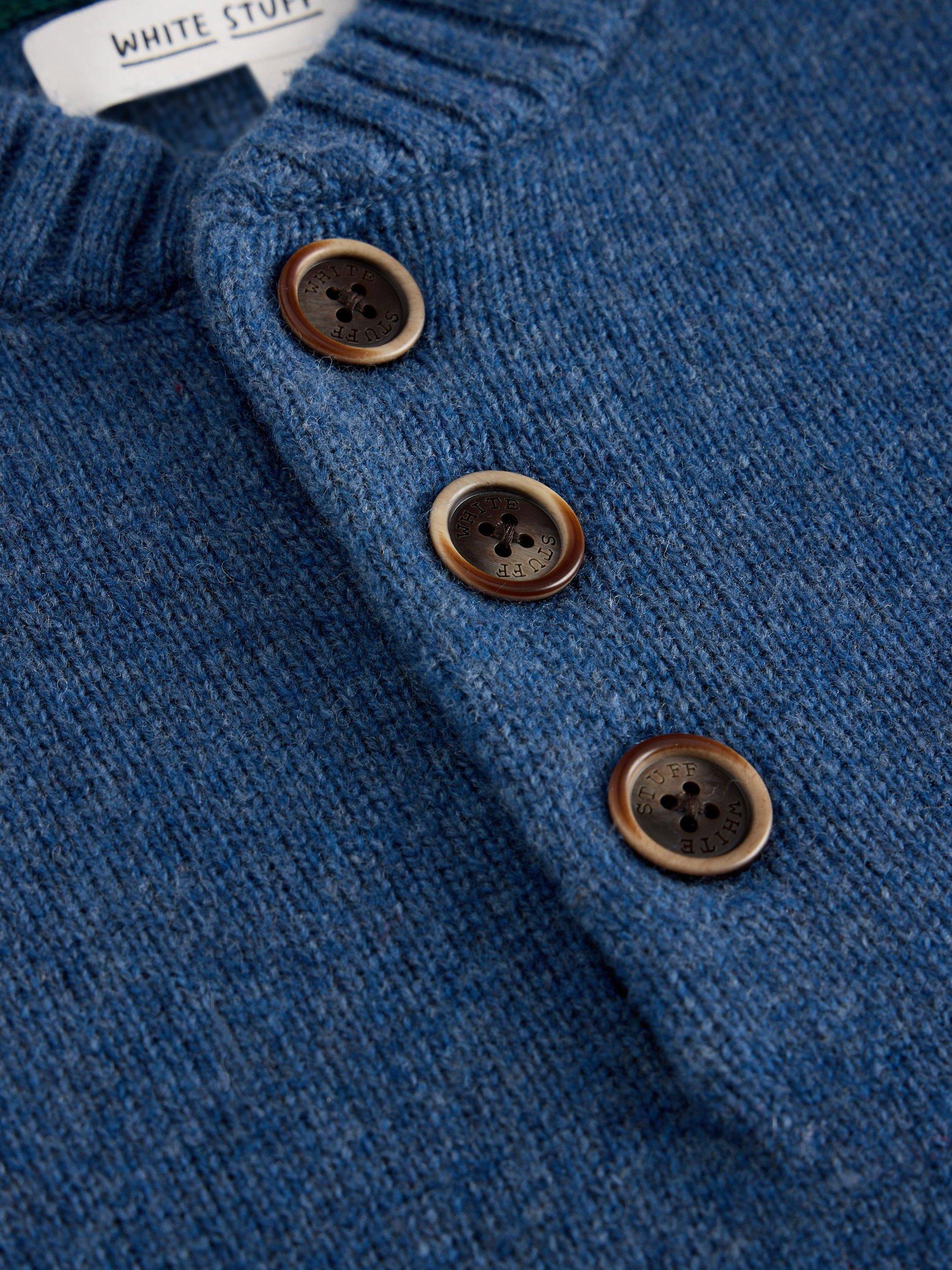 Product image 6 of 6, which shows White Stuff Milton Henley Lambswool Blend Jumper, Mid Blue, L