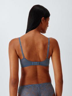 John Lewis Allegra Lace Padded Plunge Bra, China Blue - view 2, China Blue