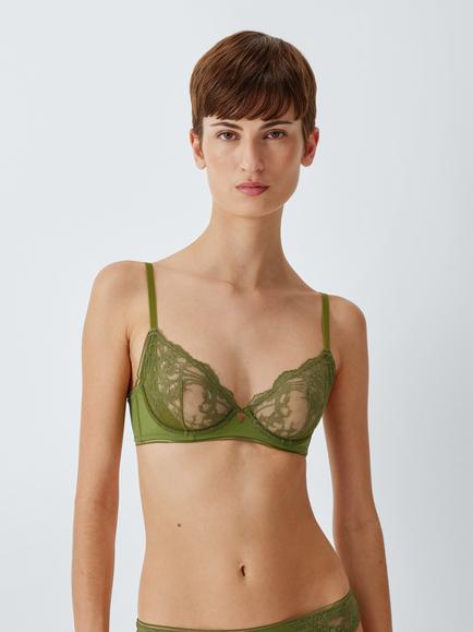 John Lewis Camilla Non-Padded Adjustable Lace Bra, Peatmoss