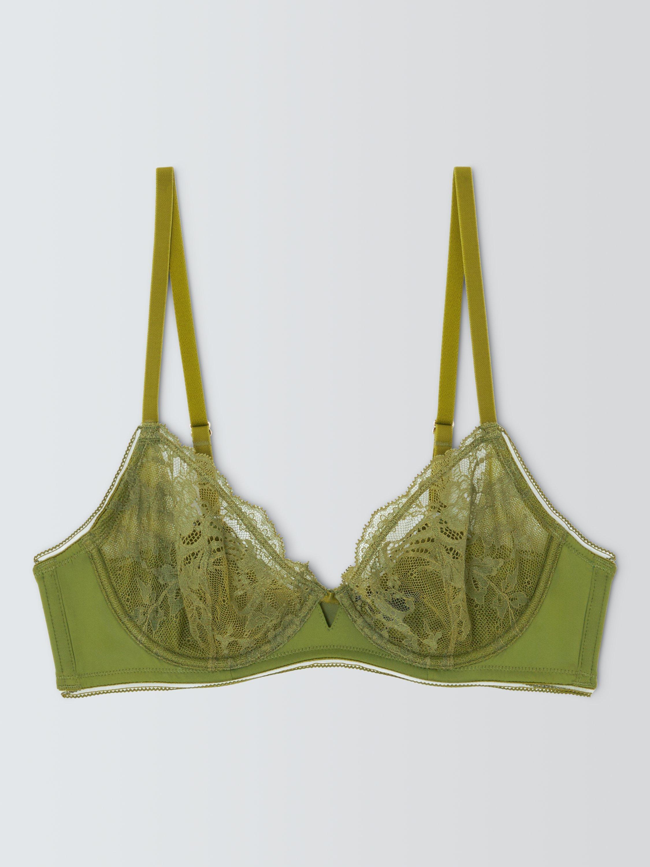 Product image 4 of 8, which shows John Lewis Camilla Non-Padded Adjustable Lace Bra, Peatmoss, 32B