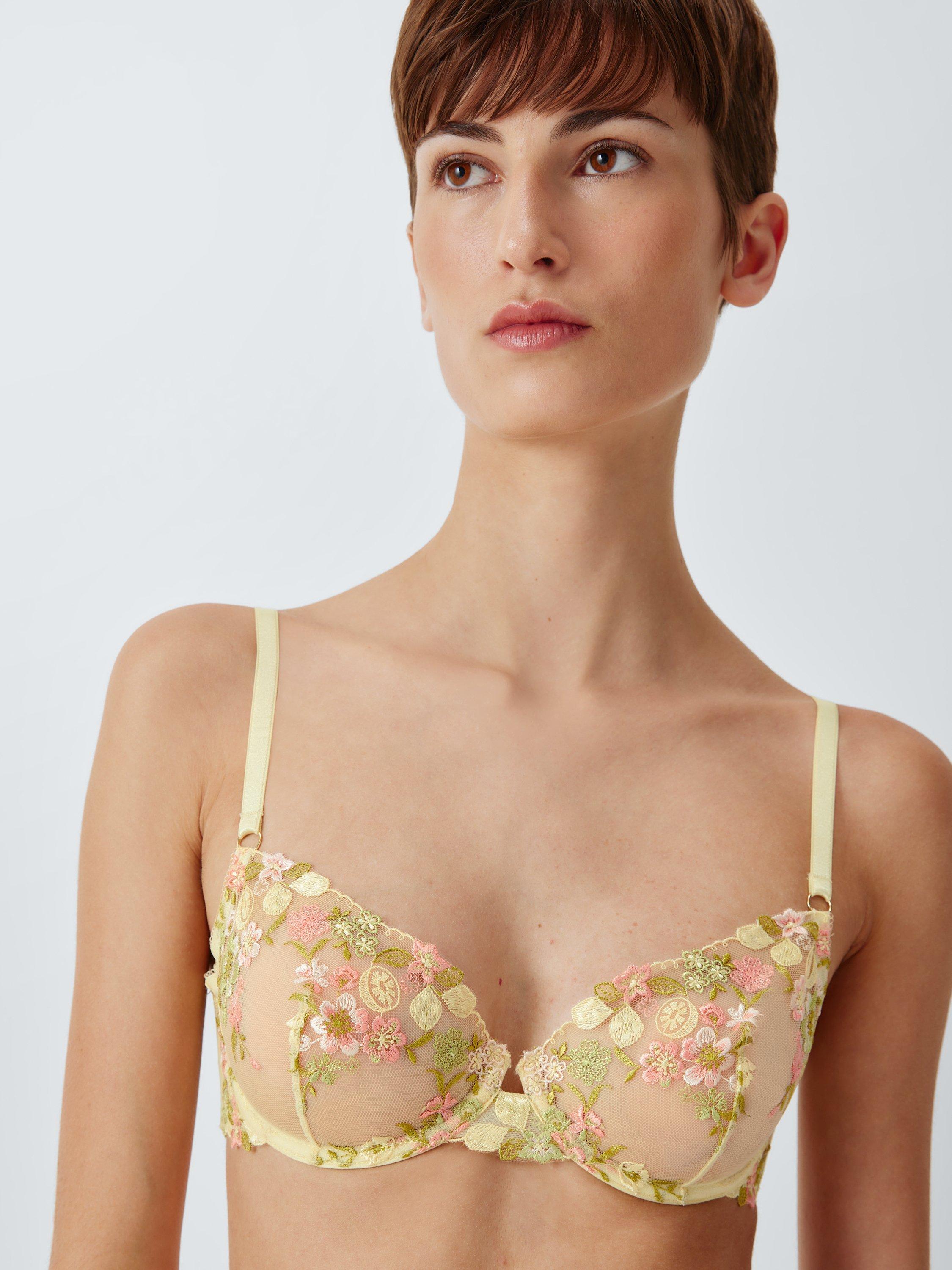 Product image 5 of 8, which shows John Lewis Kiki Floral Balcony Bra, Yellow, 32B