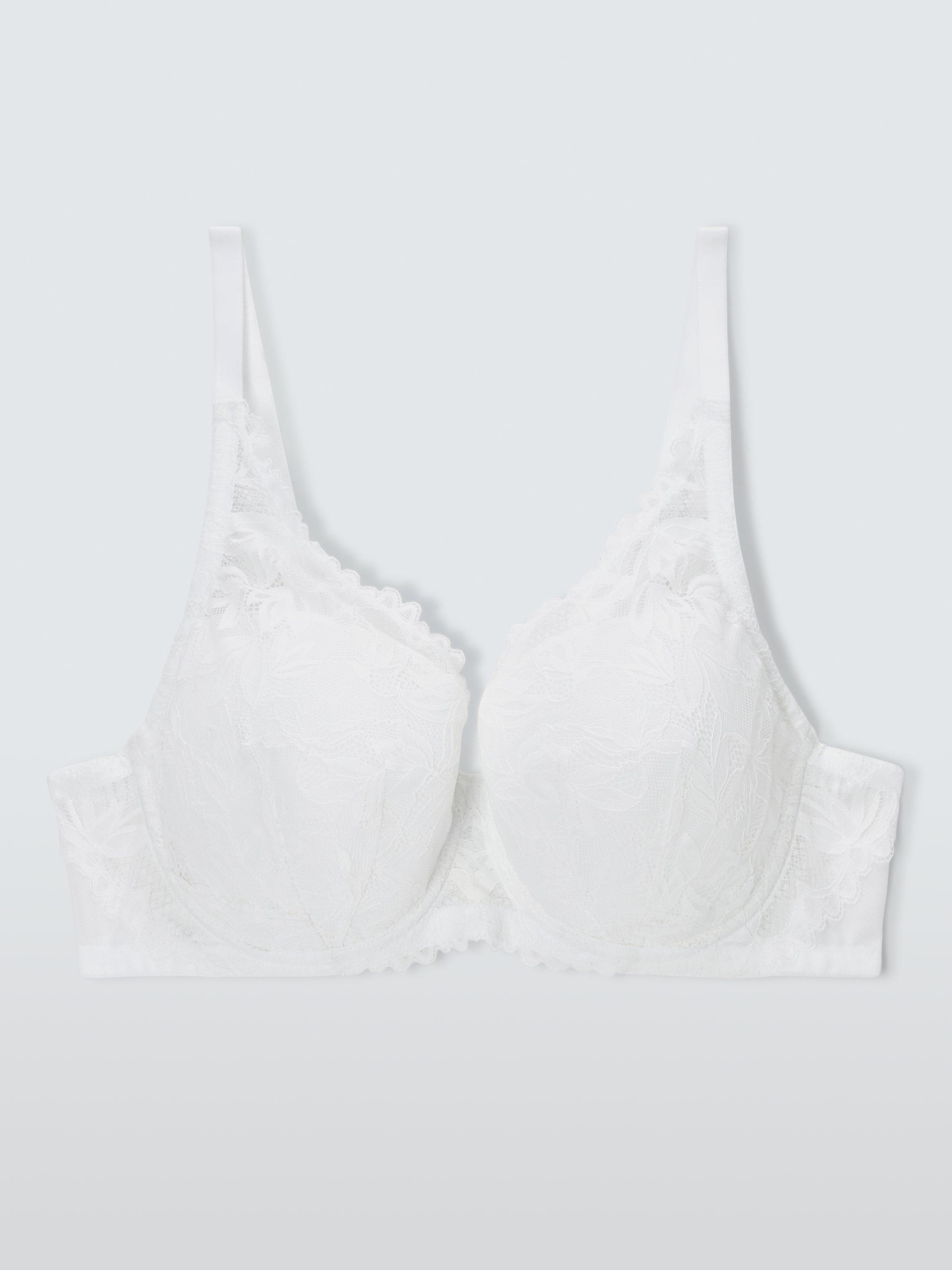 Product image 3 of 4, which shows John Lewis Giselle Leaf Lace High Apex Bra, White, 32B