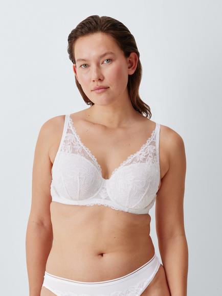 John Lewis Giselle Leaf Lace High Apex Bra, White
