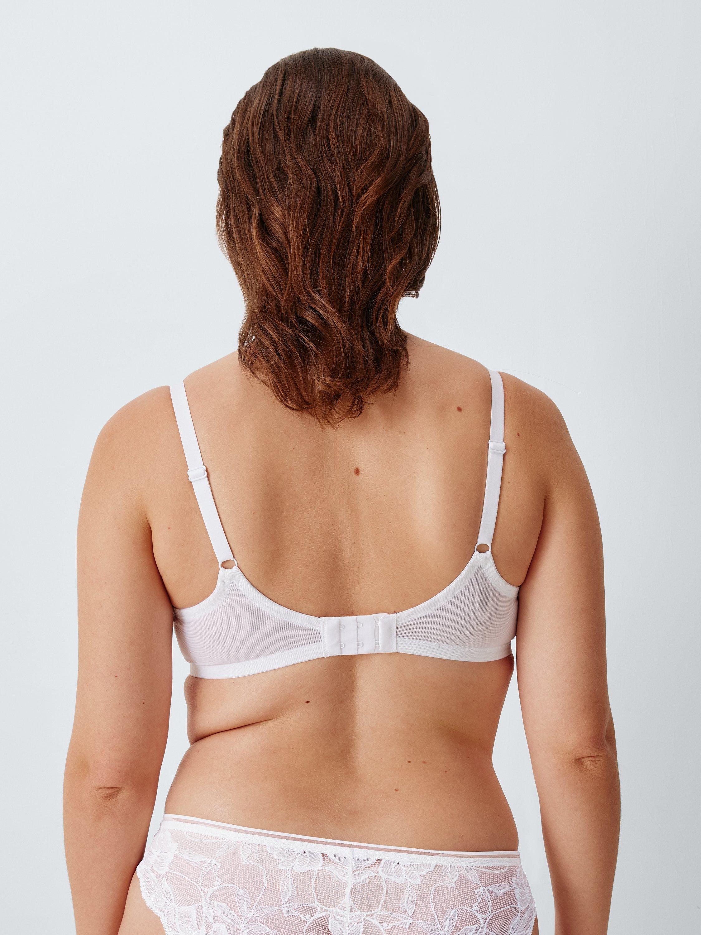 Product image 2 of 4, which shows John Lewis Giselle Leaf Lace High Apex Bra, White, 32B