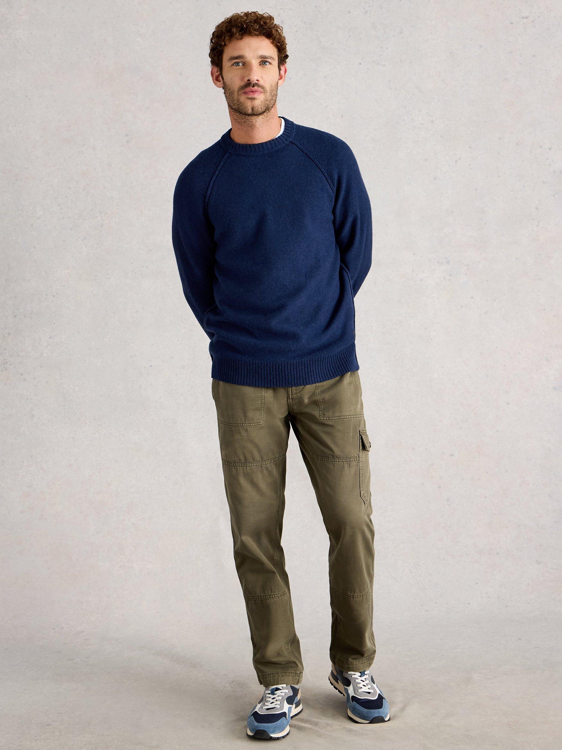 Product image 1 of 6, which shows White Stuff Milton Crew Neck Lambswool Blend Jumper, Dark Navy, M