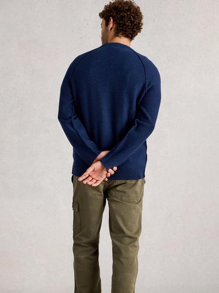 White Stuff Milton Crew Neck Lambswool Blend Jumper, Dark Navy - view 2, Dark Navy
