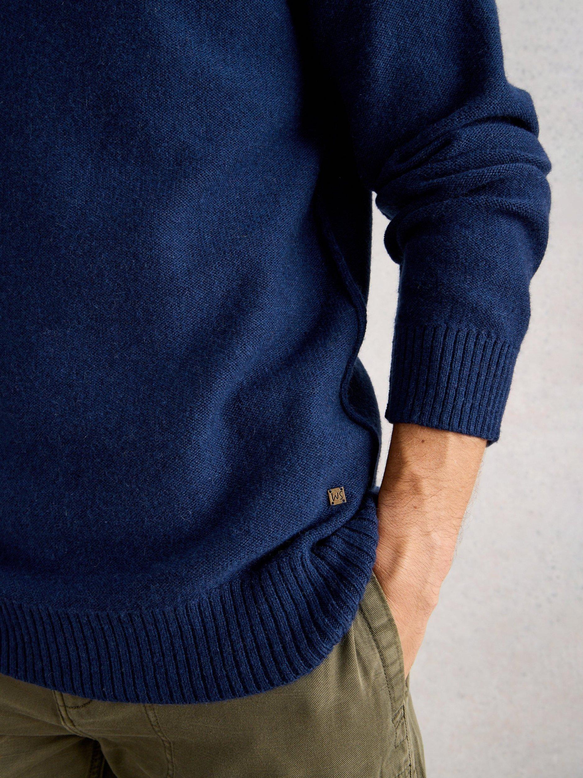 Product image 3 of 6, which shows White Stuff Milton Crew Neck Lambswool Blend Jumper, Dark Navy, M