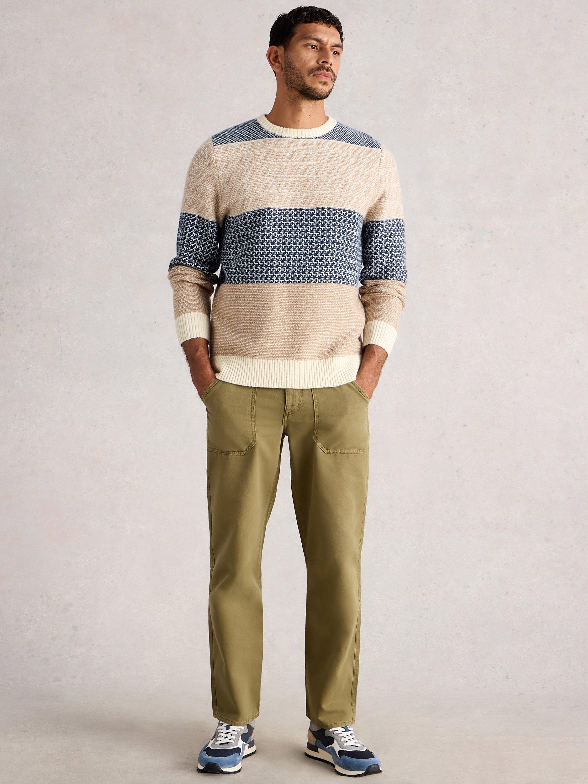 Product image 1 of 6, which shows White Stuff Wool Blend Fairisle Crew Neck Jumper, Navy/Multi, XXL