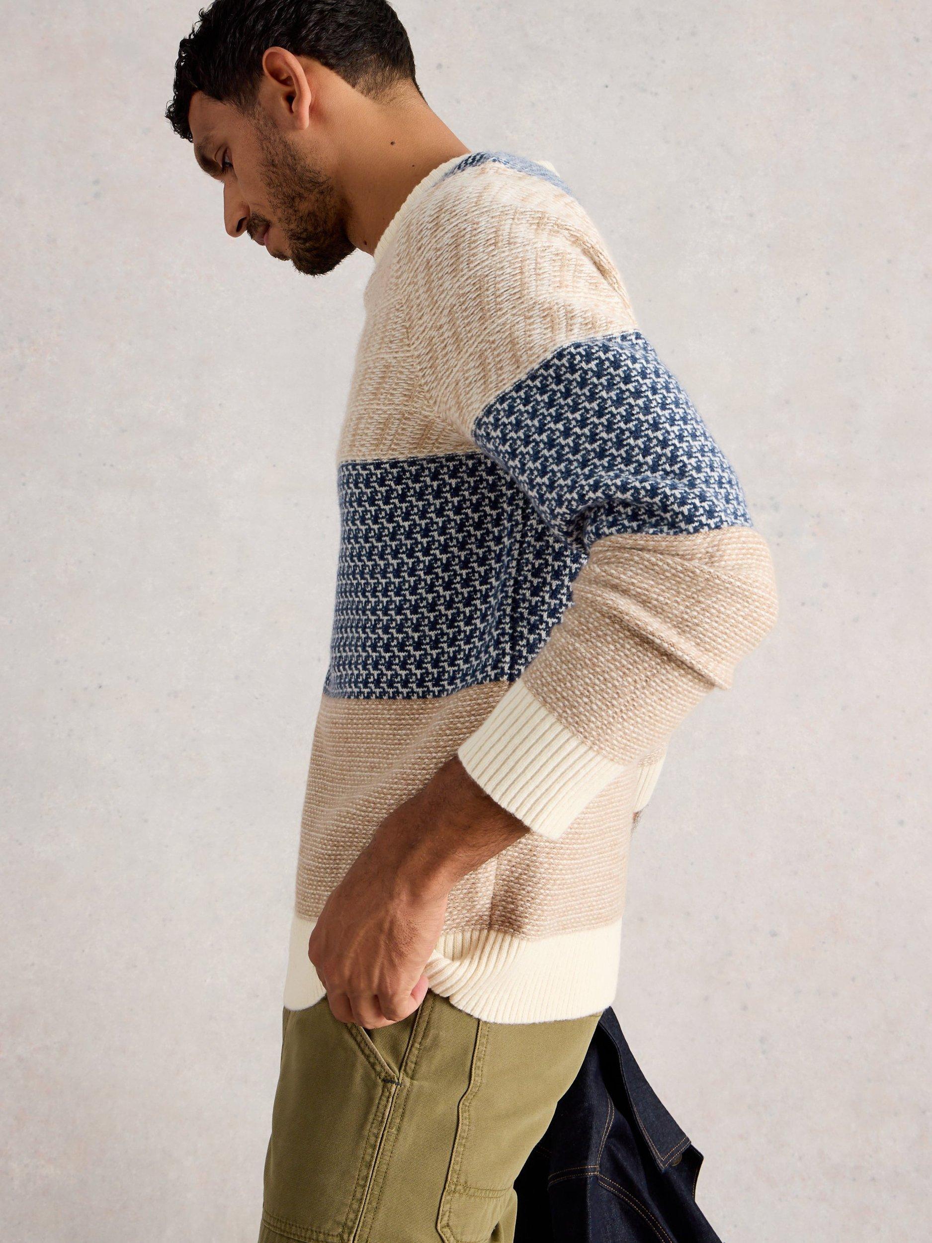 Product image 4 of 6, which shows White Stuff Wool Blend Fairisle Crew Neck Jumper, Navy/Multi, XXL