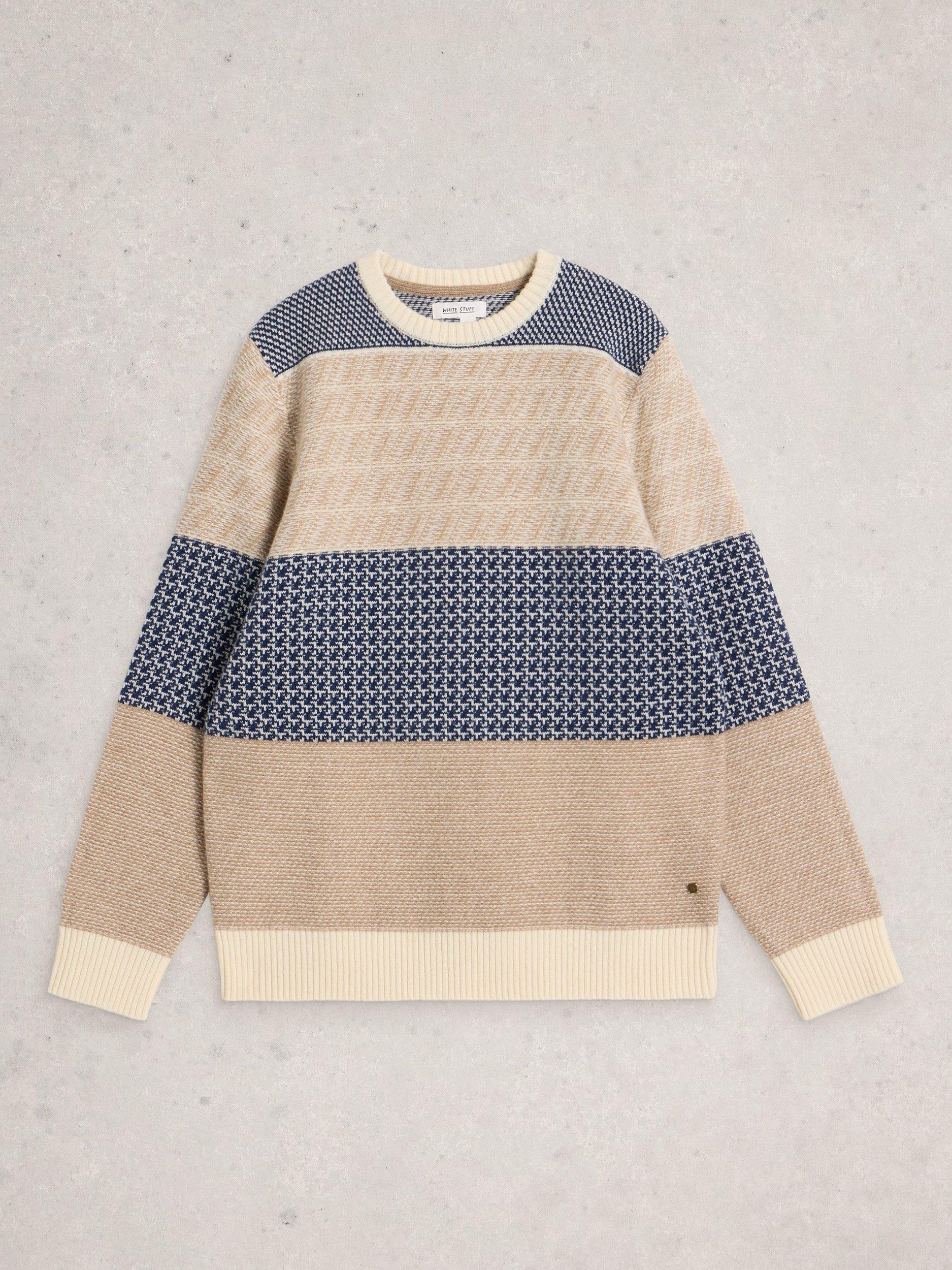 Product image 5 of 6, which shows White Stuff Wool Blend Fairisle Crew Neck Jumper, Navy/Multi, XXL