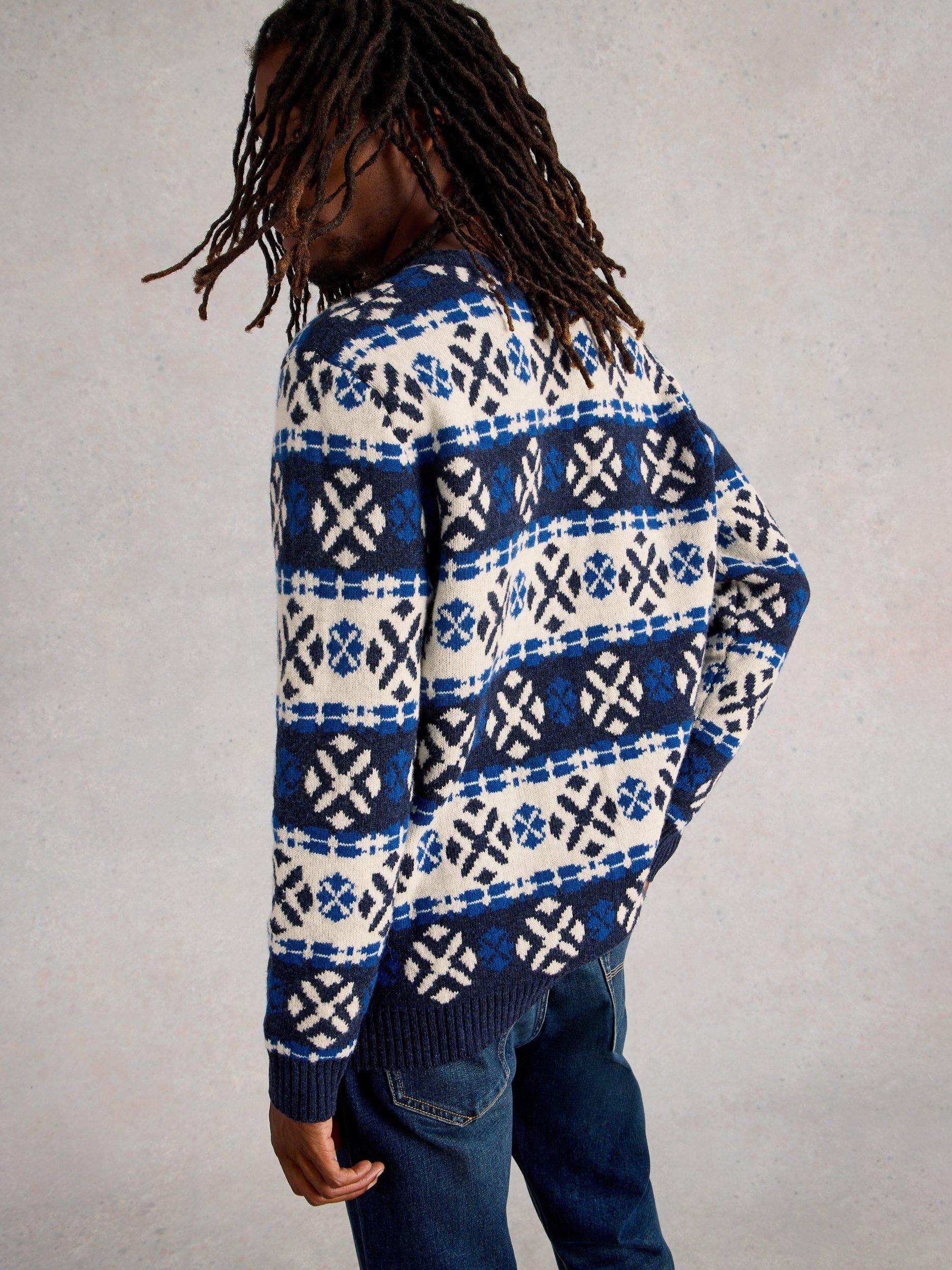 Product image 2 of 6, which shows White Stuff Fair Isle Lambswool Blend Jumper, Navy/Multi, S