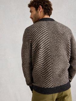 White Stuff Jarrow Wool Blend Herringbone Crew Neck Jumper - view 2, Grey/Multi