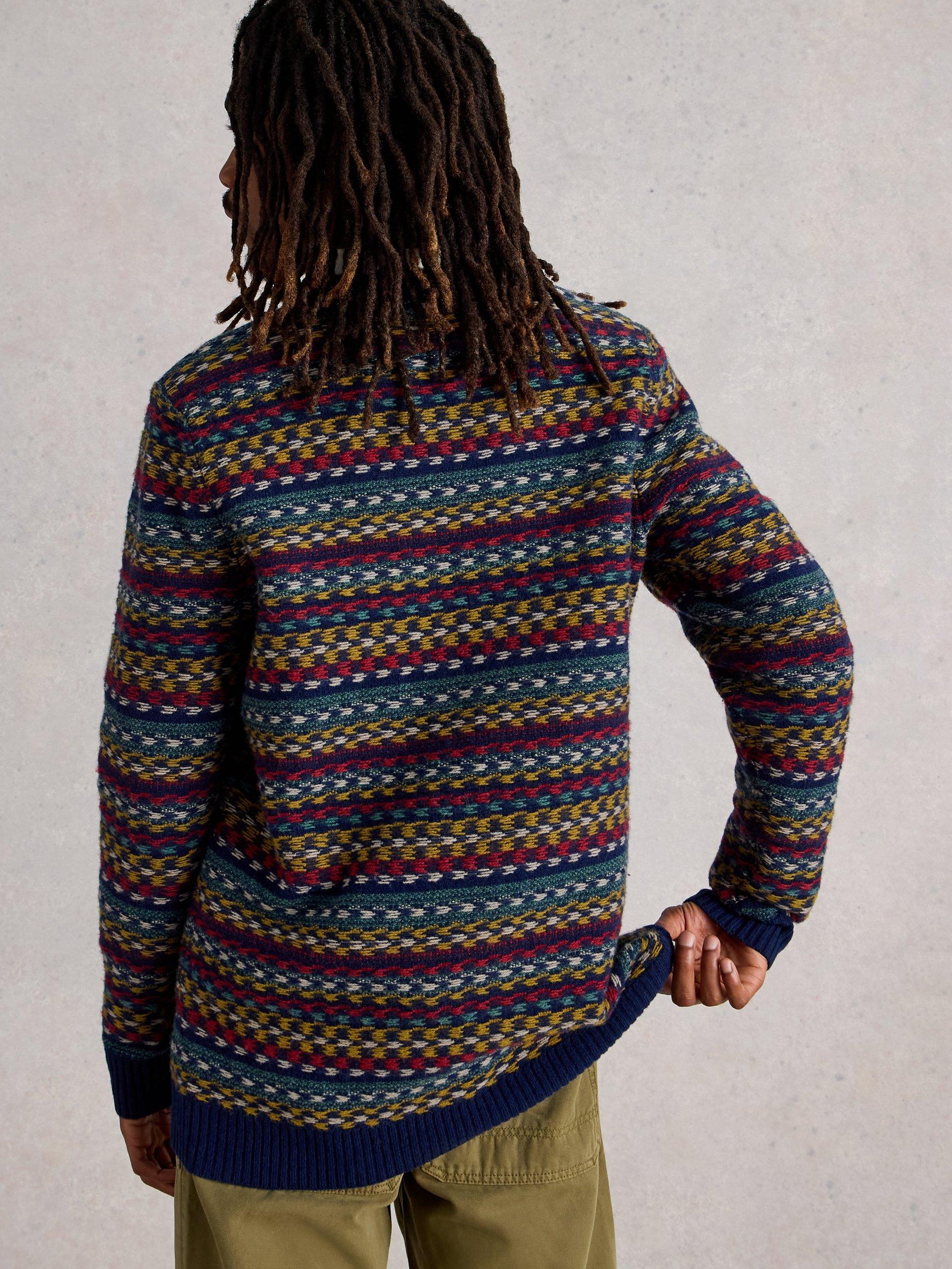 Product image 2 of 6, which shows White Stuff Trellis Lambswool Blend Jumper, Navy/Multi, S