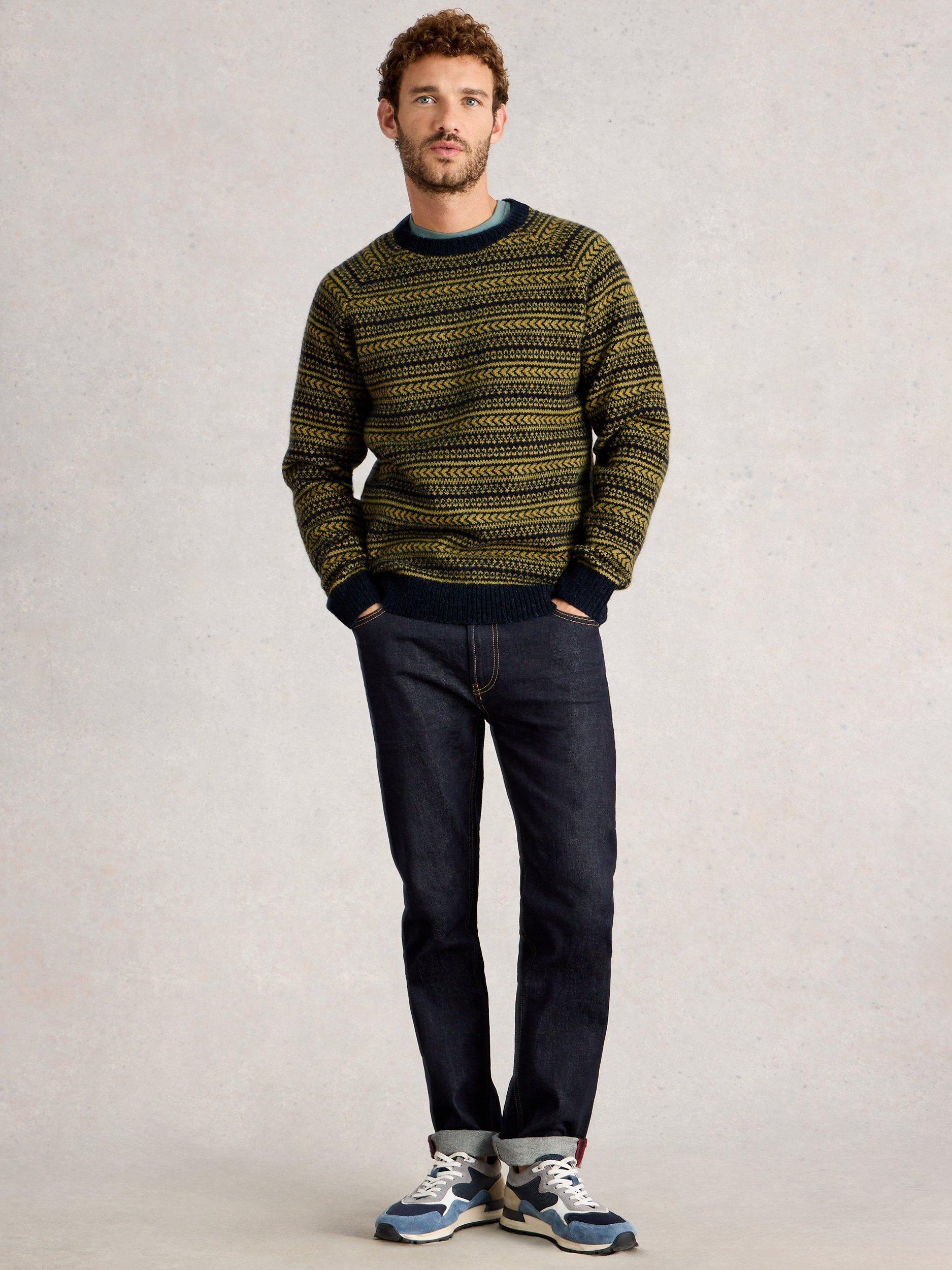Product image 1 of 6, which shows White Stuff Brockton Wool Blend Fair Isle Crew Neck Jumper, Green/Multi, S