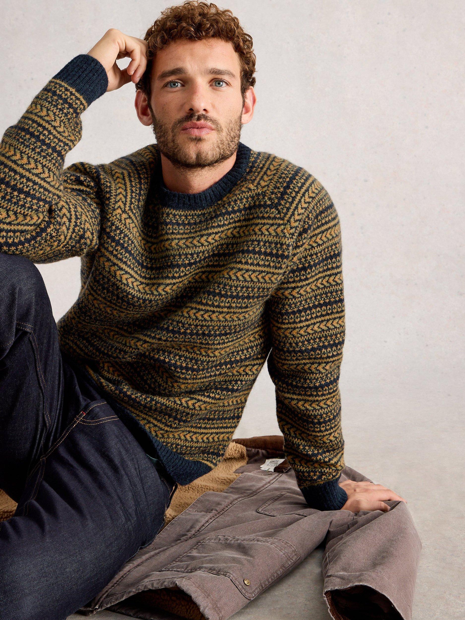 Product image 4 of 6, which shows White Stuff Brockton Wool Blend Fair Isle Crew Neck Jumper, Green/Multi, S