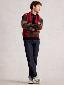 White Stuff Checkerboard Long Sleeve Crew Neck Jumper, Red/Multi, Red/Multi