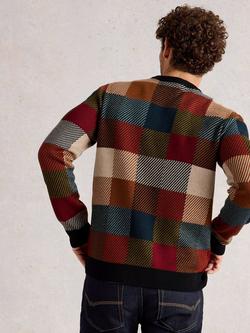 White Stuff Checkerboard Long Sleeve Crew Neck Jumper, Red/Multi - view 2, Red/Multi