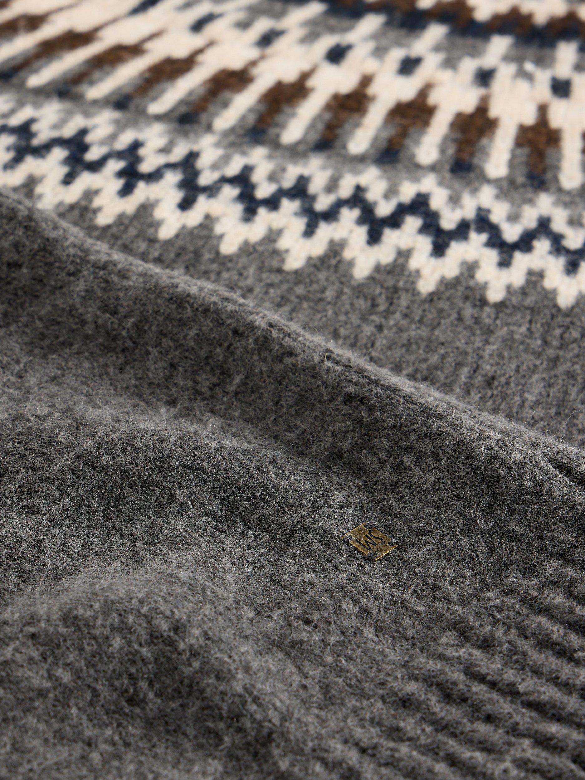 Product image 6 of 6, which shows White Stuff Claude Crew Neck Fair Isle Jumper, Dk Grey, S