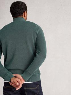 White Stuff Attadale Half Zip Cotton Jumper - view 2, Dark Green