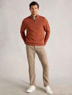 White Stuff Attadale Funnel Neck Half Zip Cotton Jumper, Dark Orange