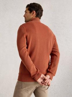 White Stuff Attadale Funnel Neck Half Zip Cotton Jumper - view 2, Dark Orange