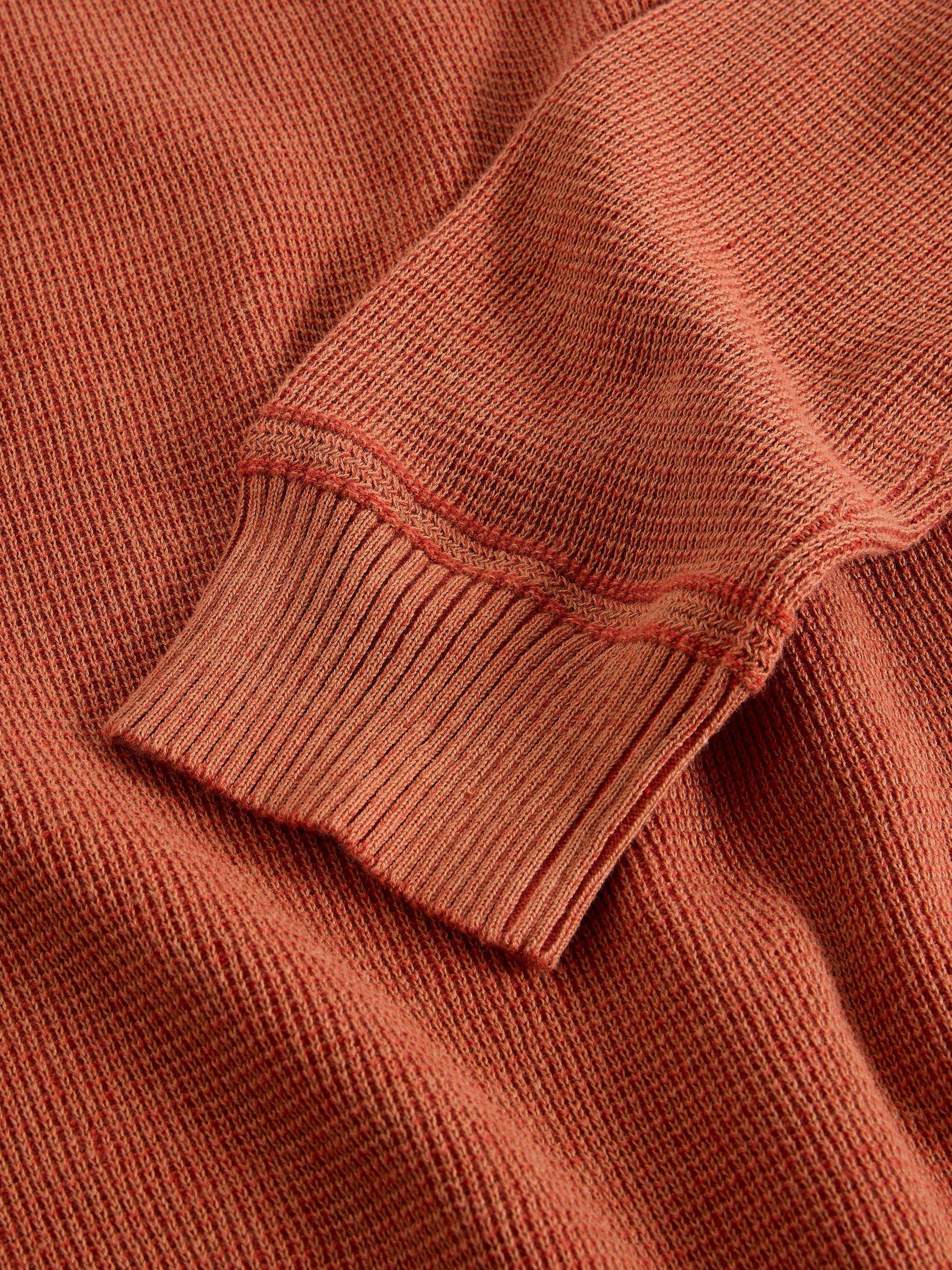 Product image 6 of 6, which shows White Stuff Attadale Funnel Neck Half Zip Cotton Jumper, Dark Orange, S