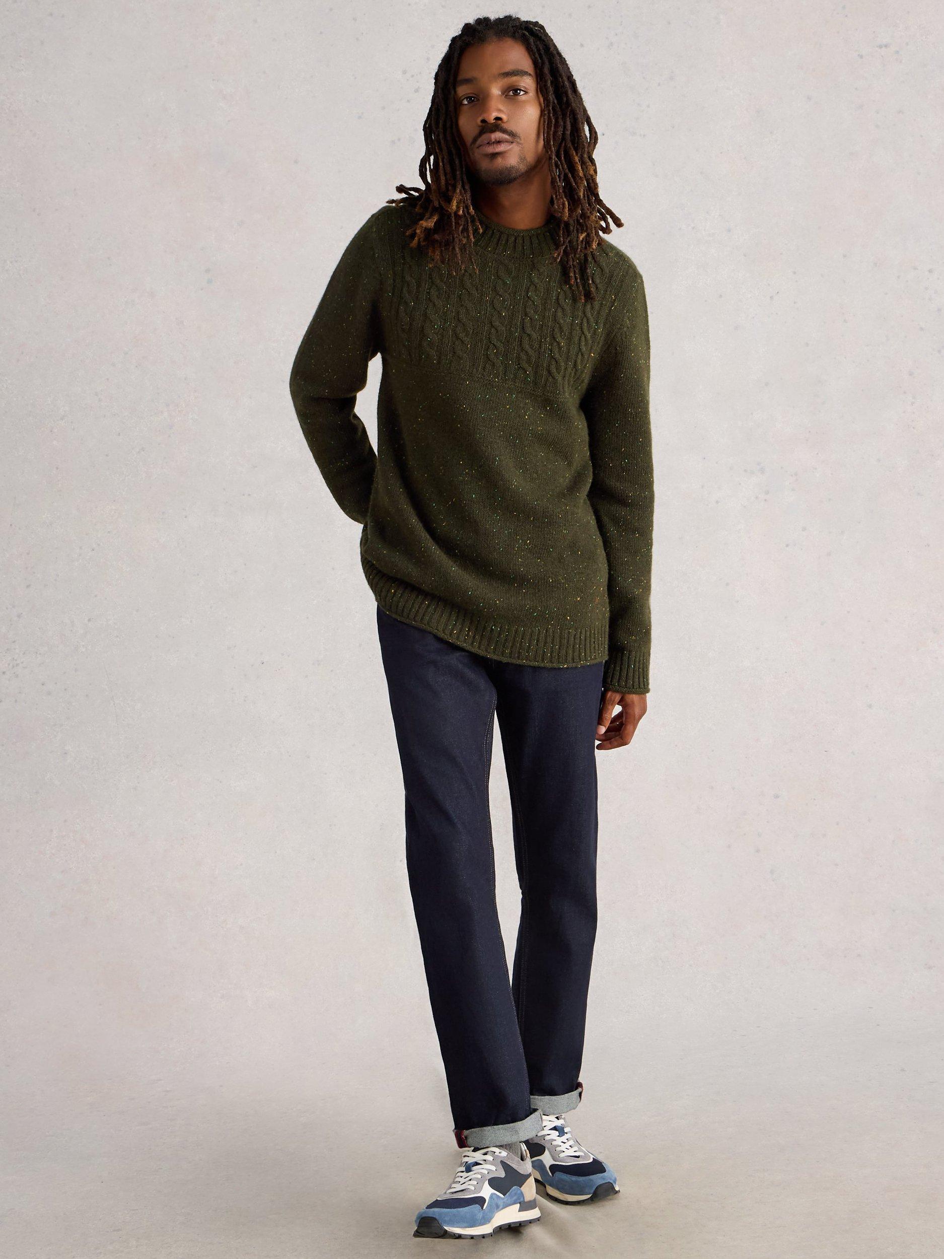 Product image 1 of 6, which shows White Stuff Berkley Crew Neck Lambswool Blend Jumper, Dark Green, S