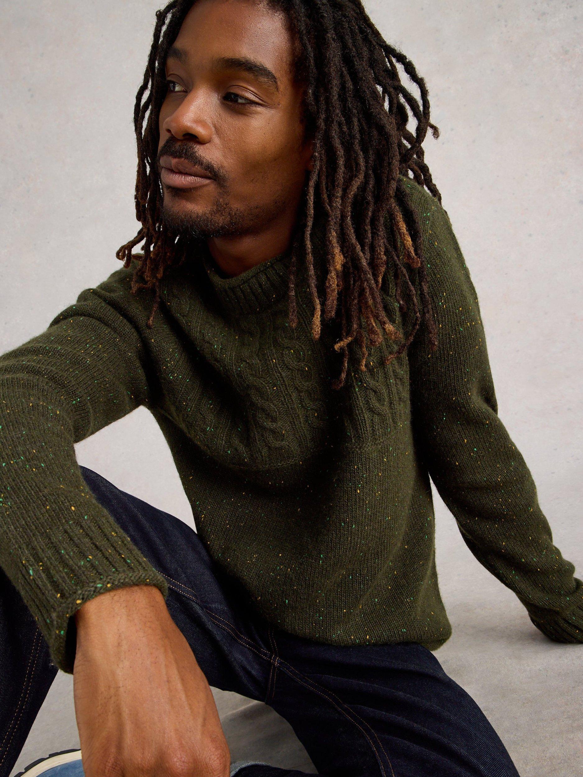Product image 3 of 6, which shows White Stuff Berkley Crew Neck Lambswool Blend Jumper, Dark Green, S