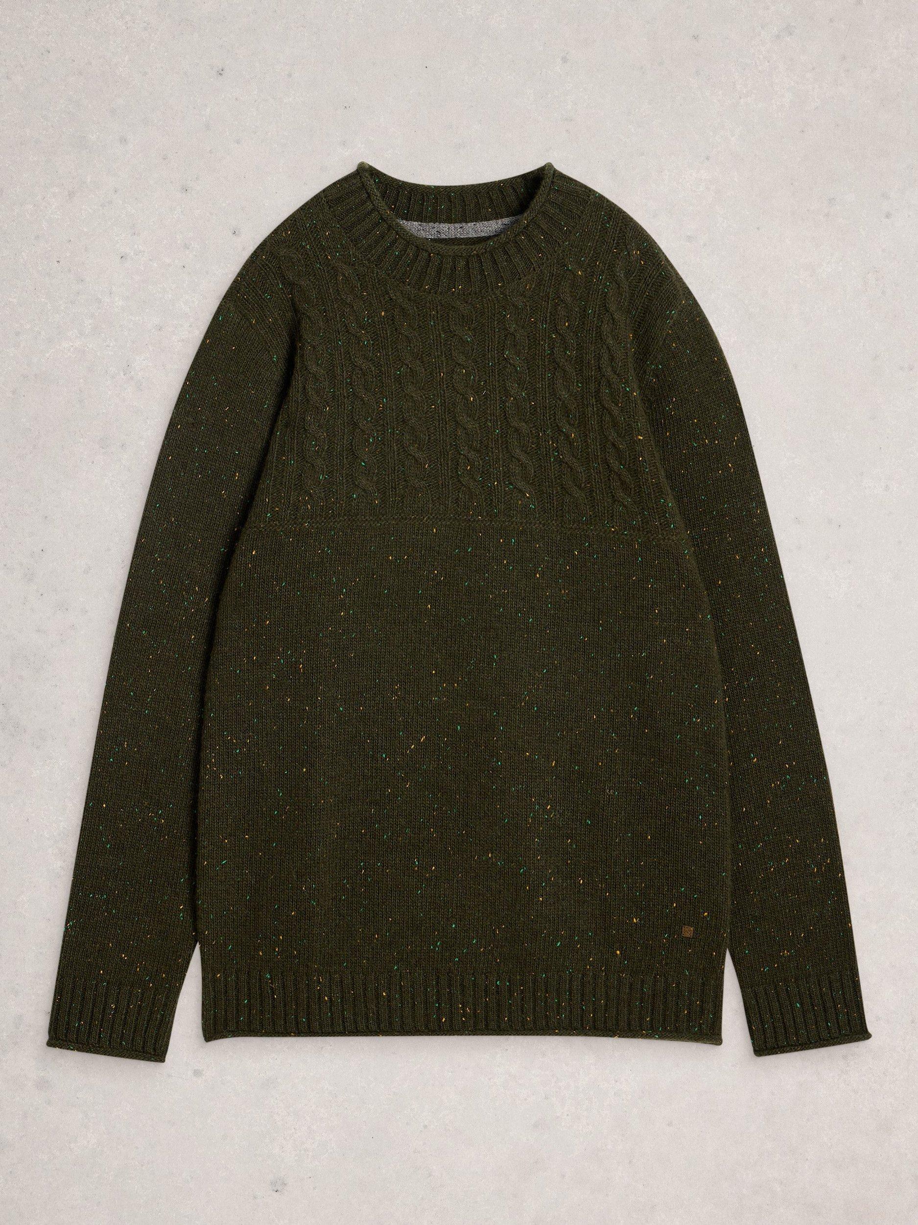Product image 5 of 6, which shows White Stuff Berkley Crew Neck Lambswool Blend Jumper, Dark Green, S