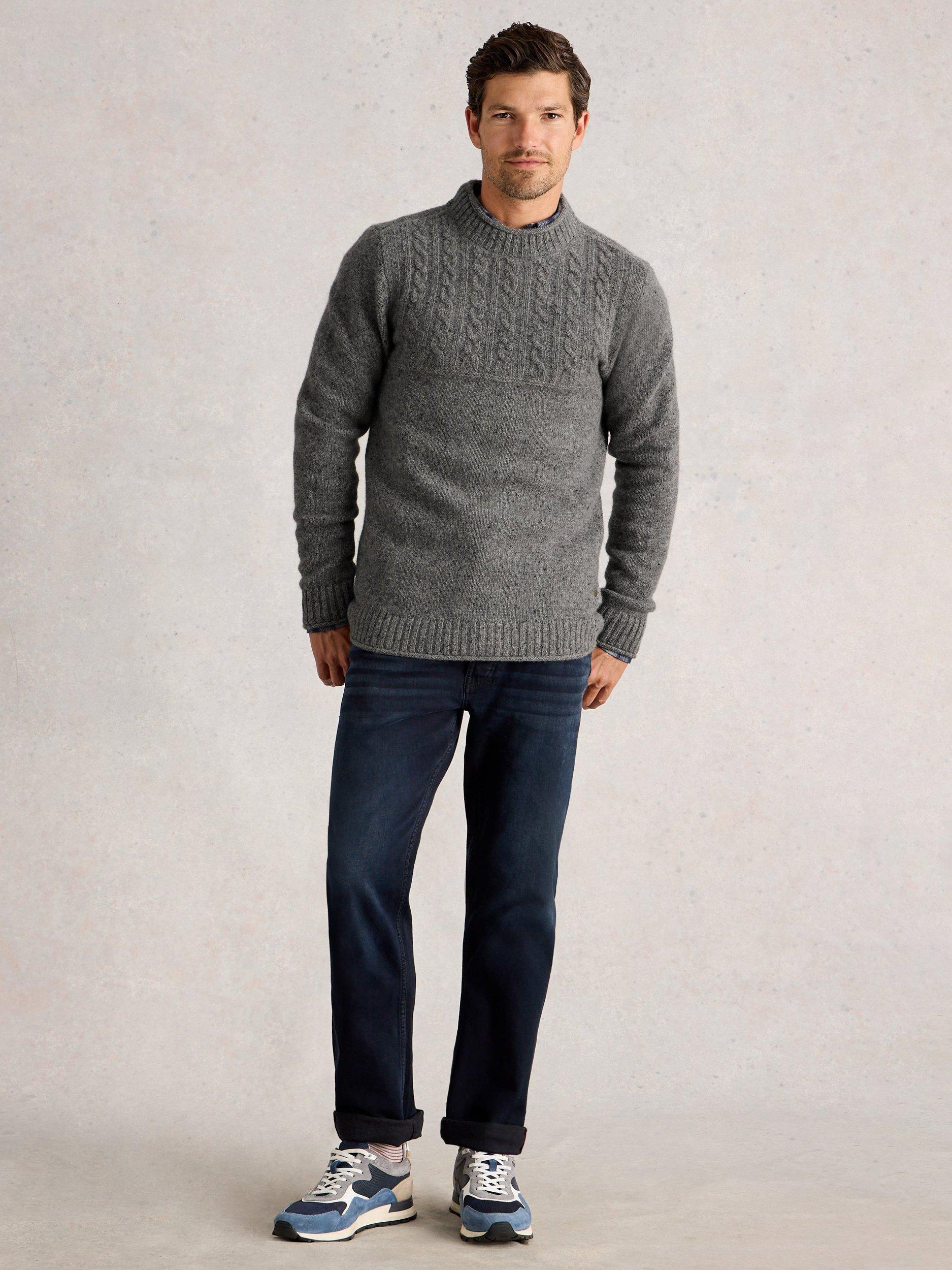 Product image 1 of 6, which shows White Stuff Berkley Crew Neck Lambswool Blend Jumper, Dark Grey, S