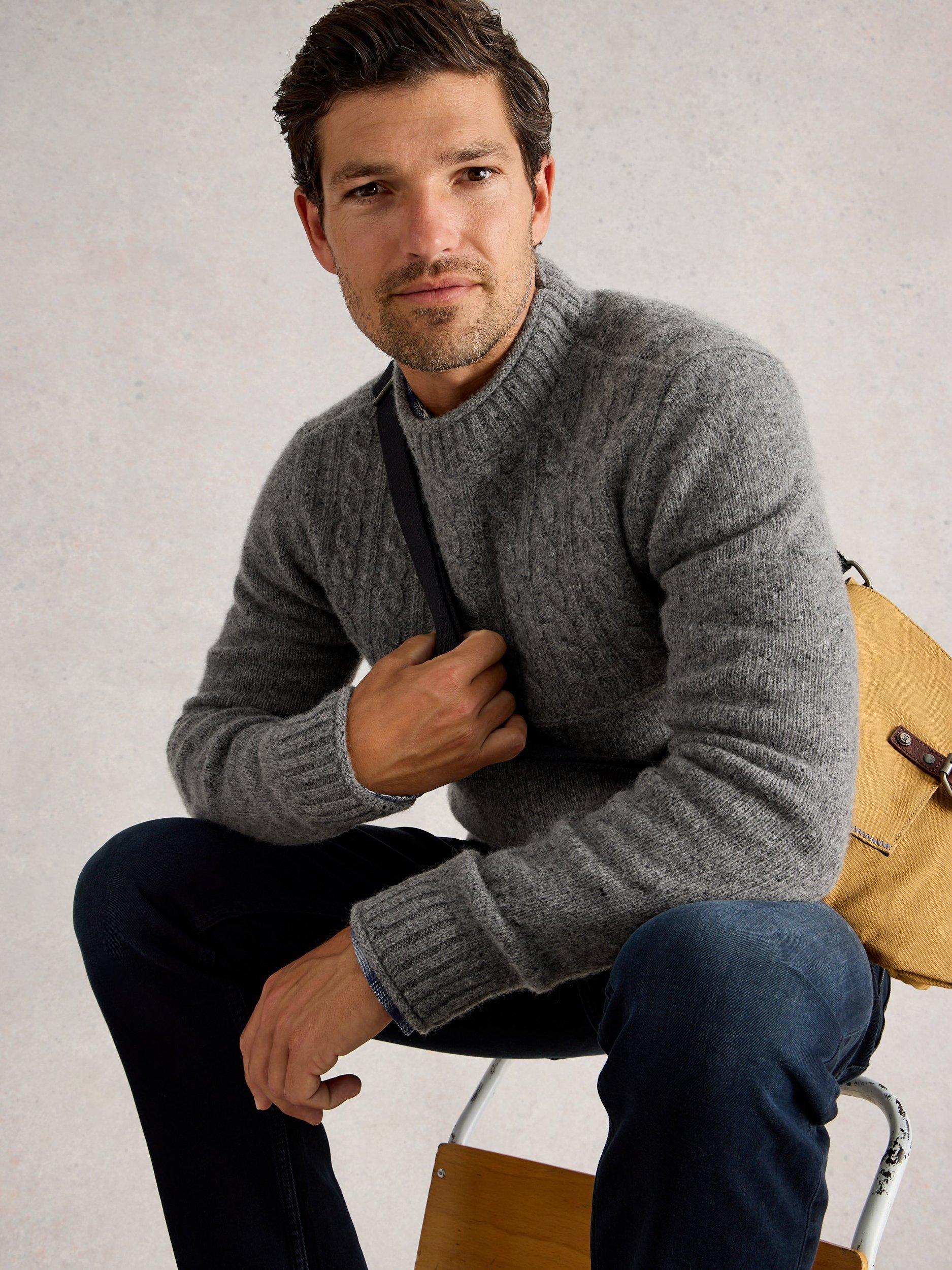 Product image 3 of 6, which shows White Stuff Berkley Crew Neck Lambswool Blend Jumper, Dark Grey, S