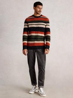 White Stuff Berkley Stripe Lambswool Blend Jumper, Orange