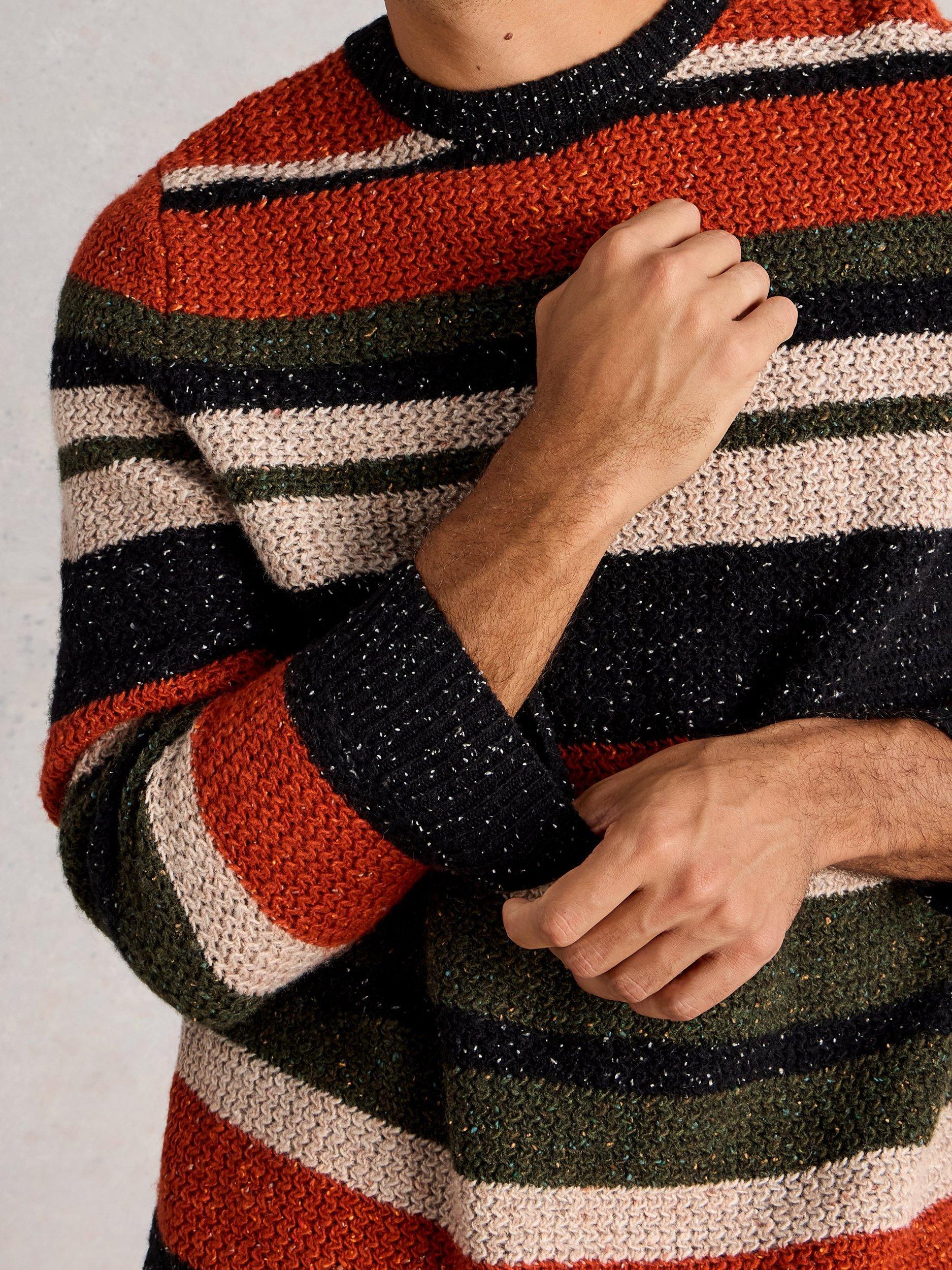 Product image 3 of 6, which shows White Stuff Berkley Stripe Lambswool Blend Jumper, Orange, S