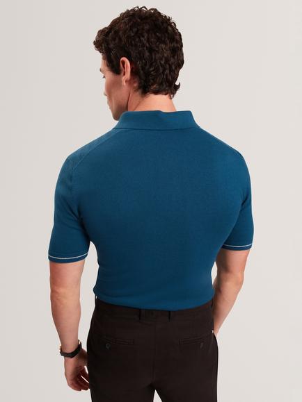 Ted Baker Chapal Short Sleeve Cotton Blend Polo Shirt, Dark Blue - view 2, Dark Blue