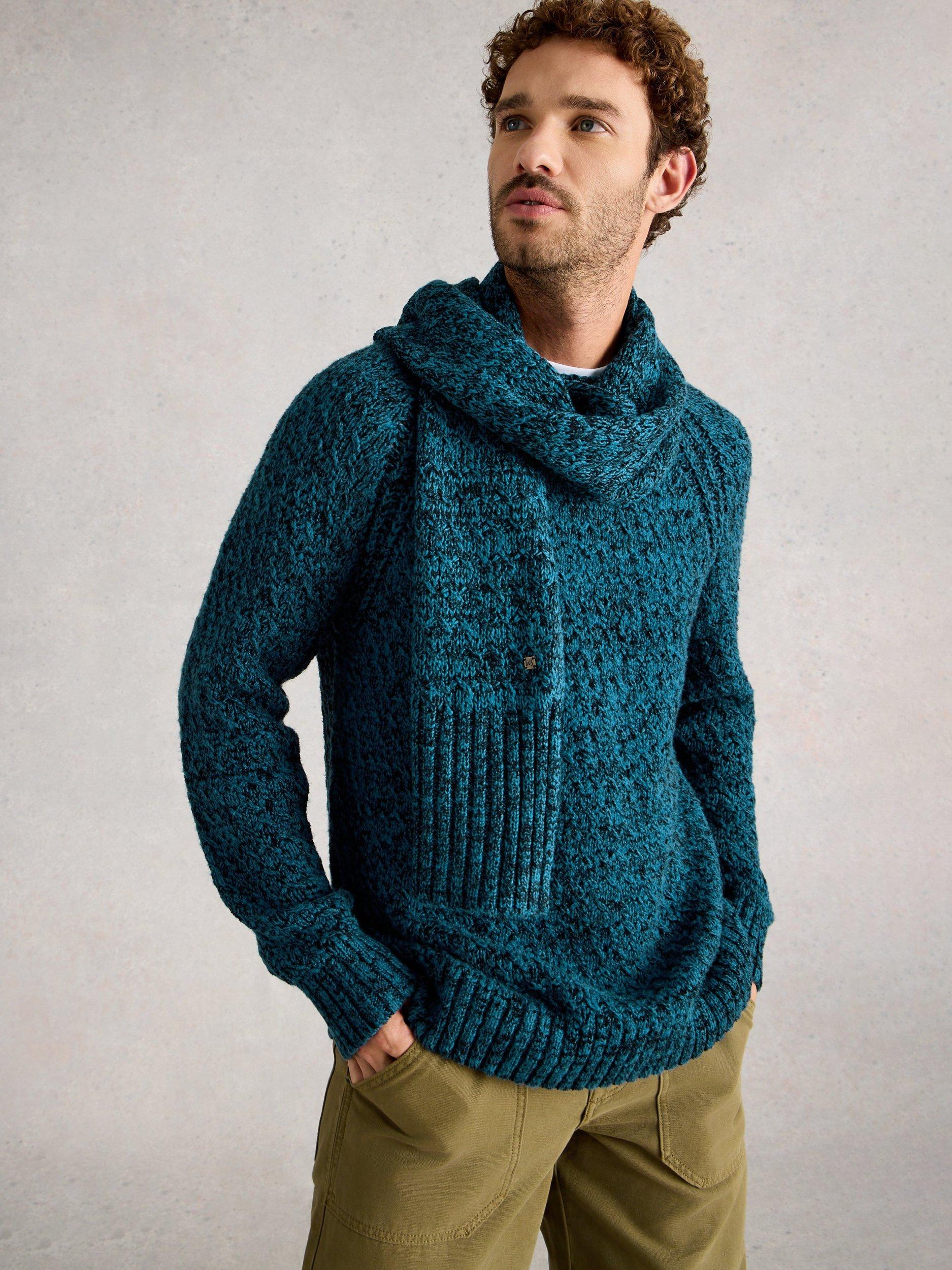 Product image 4 of 6, which shows White Stuff Albany Cotton Blend Crew Neck Chunky Jumper, Blue, L