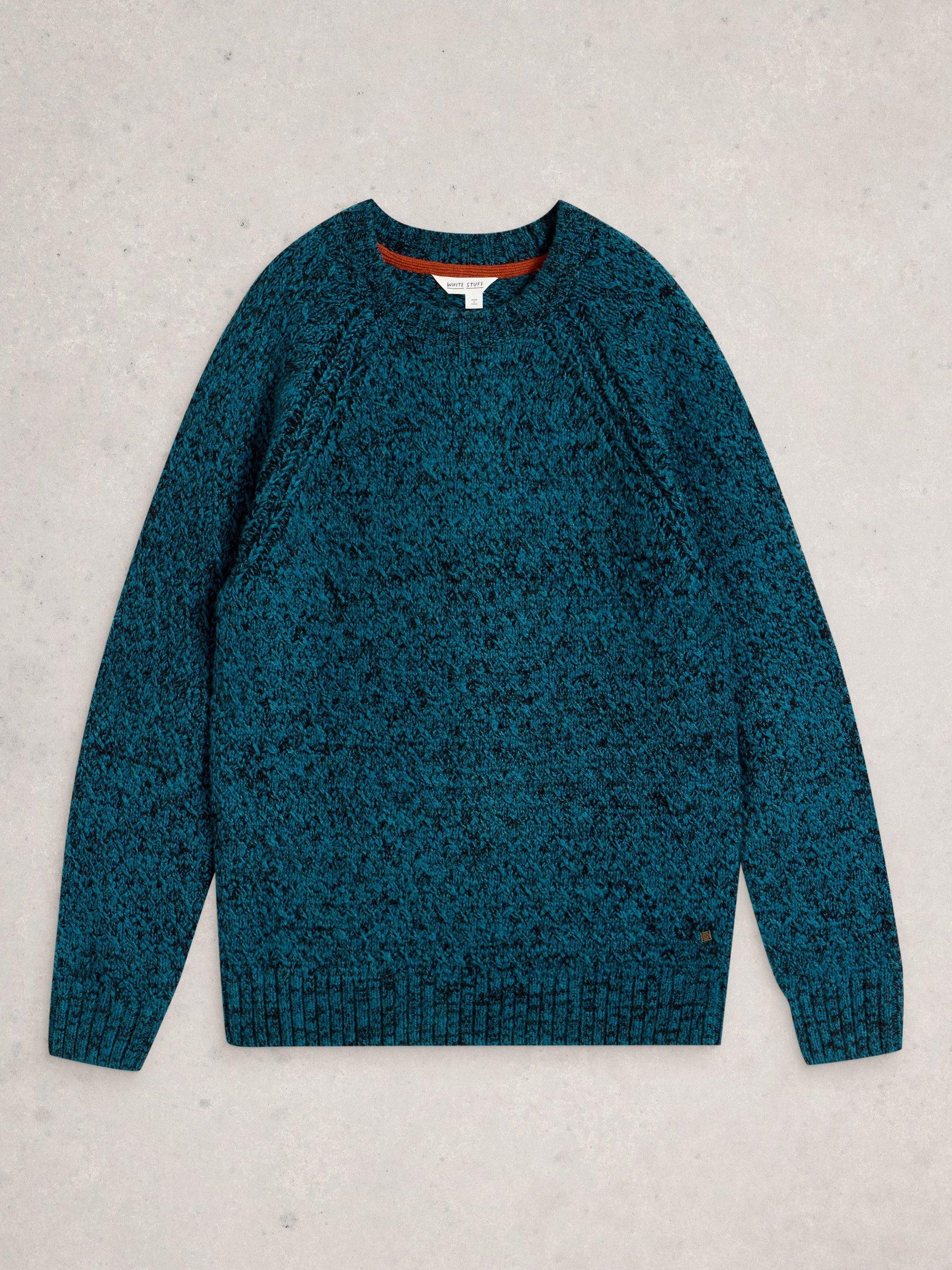 Product image 5 of 6, which shows White Stuff Albany Cotton Blend Crew Neck Chunky Jumper, Blue, L
