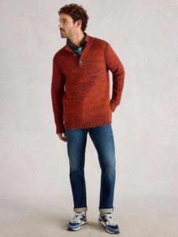 White Stuff Albany Cotton Blend Crew Neck Chunky Jumper, Dk Orange