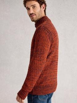 White Stuff Albany Cotton Blend Crew Neck Chunky Jumper - view 2, Dk Orange