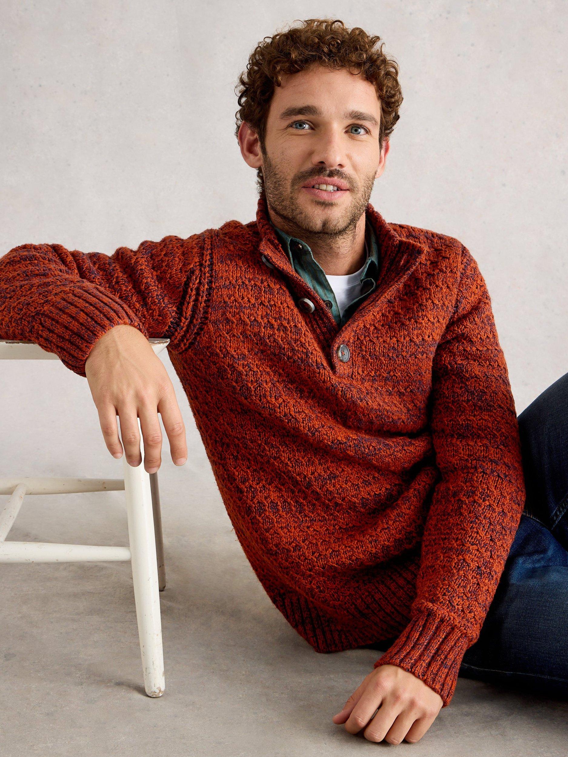 Product image 3 of 6, which shows White Stuff Albany Cotton Blend Crew Neck Chunky Jumper, Dk Orange, S