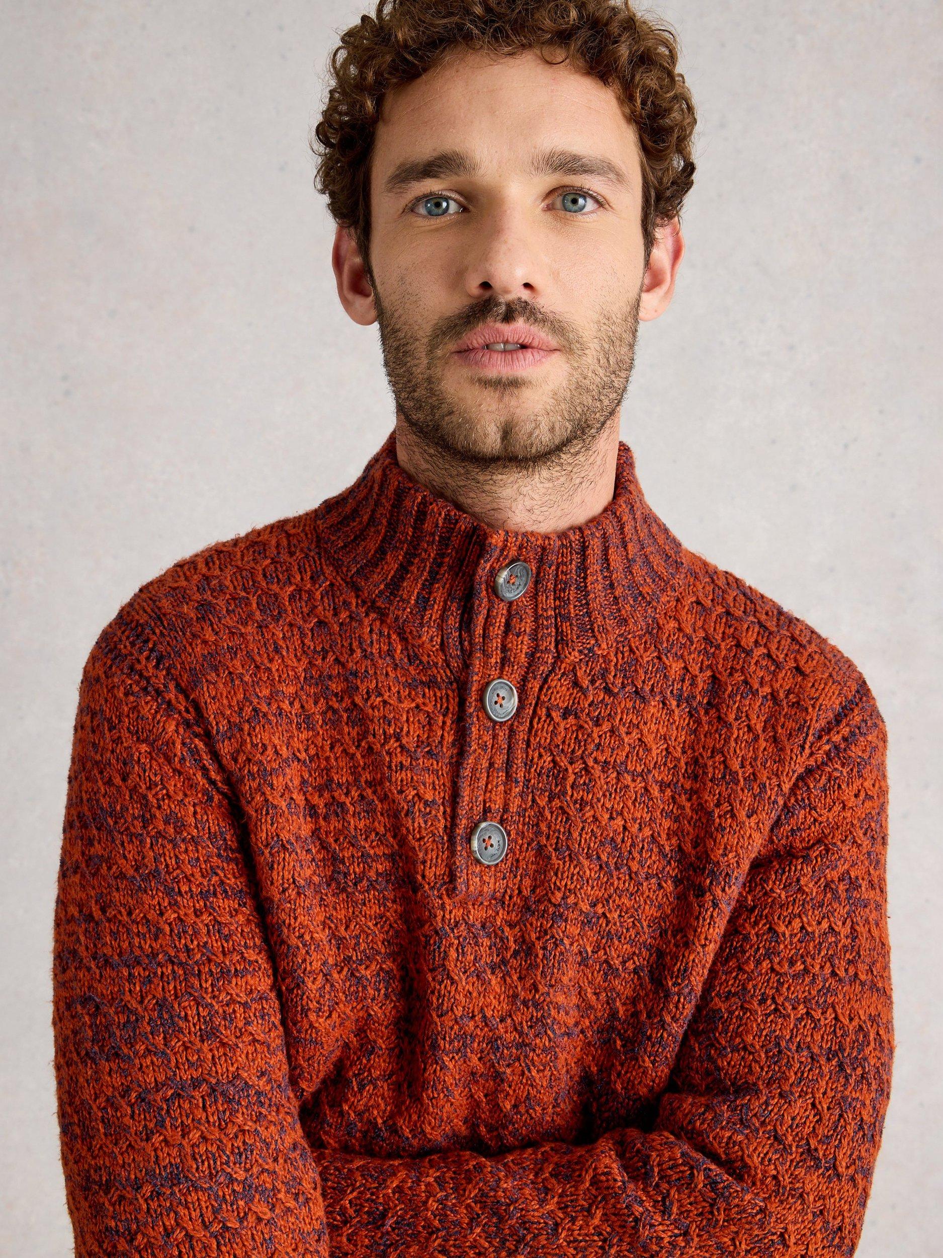 Product image 4 of 6, which shows White Stuff Albany Cotton Blend Crew Neck Chunky Jumper, Dk Orange, S