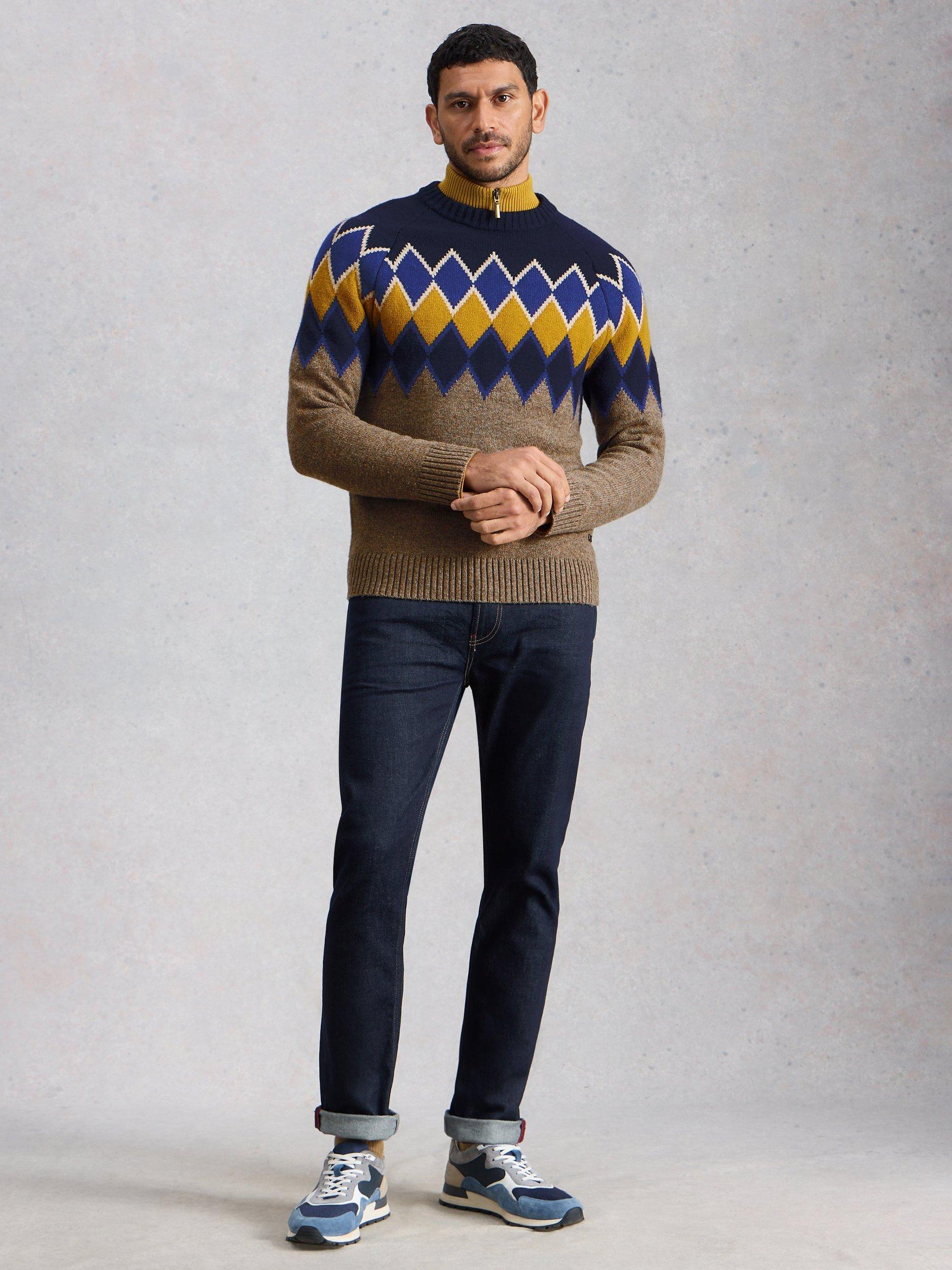 White Stuff Alton Wool Blend Geometric Crew Neck Jumper