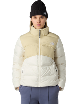The North Face Saikuru Colour Block Water Repellent Jacket, Gravel/White Dune, Gravel/White Dune